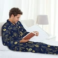 thumbnail image 6 of Lsque Vintage Golden Butterfly Pattern Long Sleeve Pajama Set for Men - Soft 2-Piece Sleepwear and Loungewear Set with Pockets, Comfy Nightwear-Large, 6 of 7