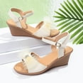 thumbnail image 4 of Cethrio Wedge Sandals for Women 2025, Summer Open Toe Vacation Ankle Strap Womens Footwear White Size 6.5, 4 of 7