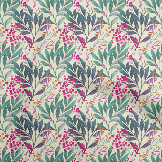 oneOone Velvet Green Fabric Leaves Craft Projects Decor Fabric Printed By The Yard 58 Inch Wide