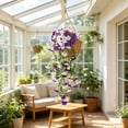 thumbnail image 4 of Artificial Purple & Pink Morning Glory Hanging Vine, Faux Trailing Petunia Flower Bouquet, Fake Hanging Plant for Indoor/Outdoor Porch and Patio Decor, 4 of 6