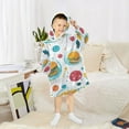 thumbnail image 6 of FORMRS Wearable Blanket Hoodie with Sleeves for Kids Cozy Flannel Sweatshirt, Bubbles Hamburger, 6 of 7