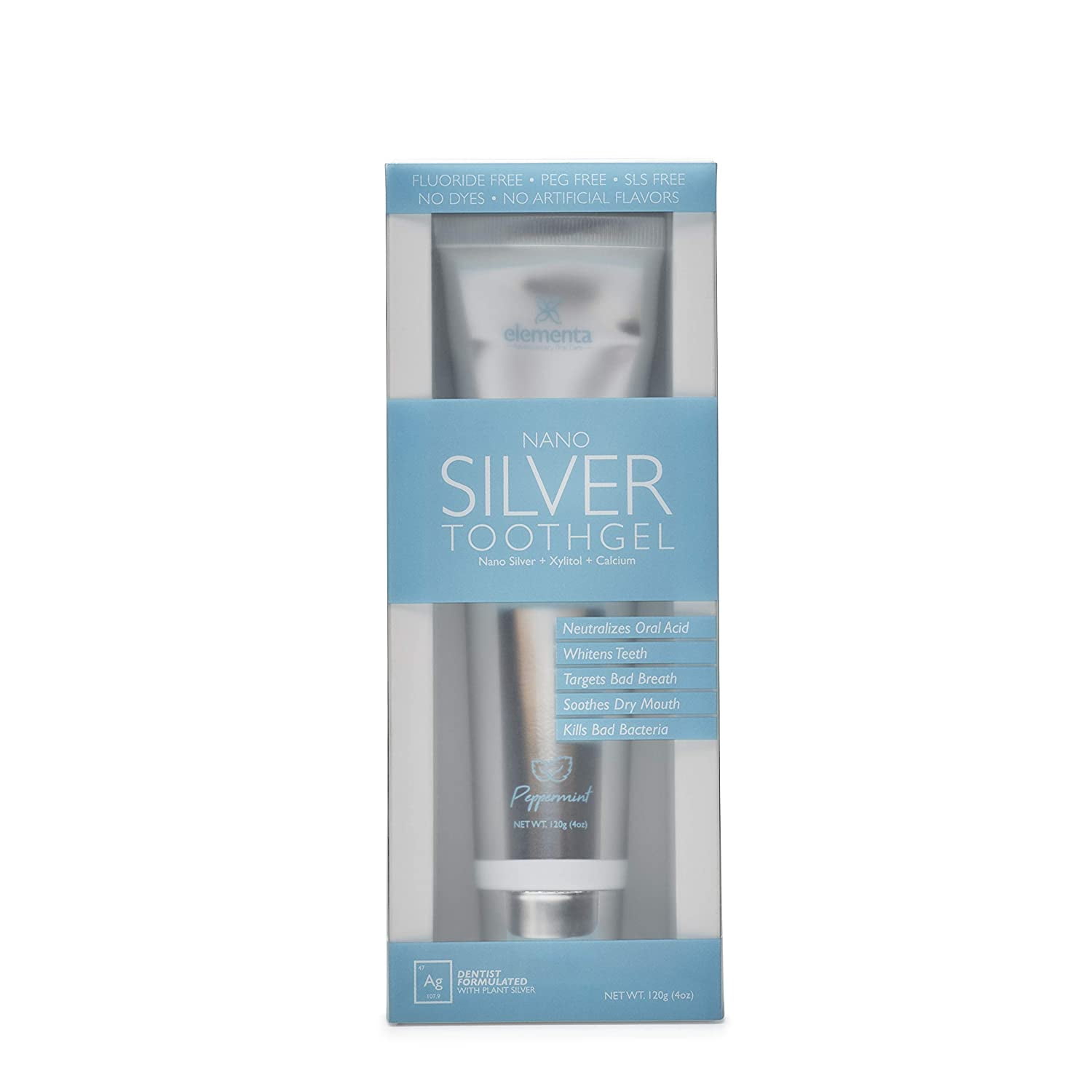 Toothpaste  Elementa Nano Silver Tooth Gel - Peppermint - 4oz