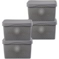 thumbnail image 1 of HANAMYA Rangement à Couvercle Contenant 16 Litres en Gris (Lot de 4), 1 of 14