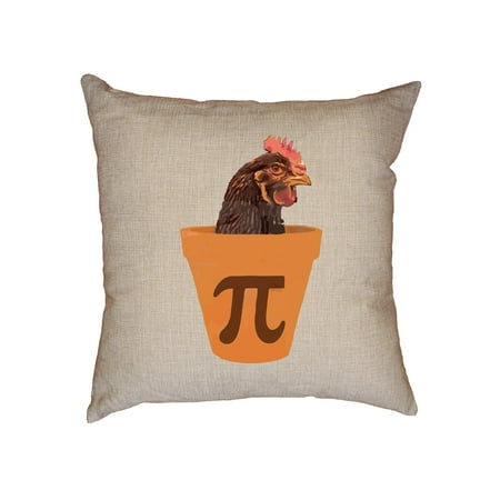 Decorative Symbols Hilarious Chicken Pot Pie Graphic With Chicken in Planter Pot Pi Symbol Decorative Linen Throw Cushion Pillow Case with Insert ()