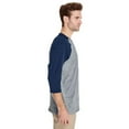 thumbnail image 4 of Gildan Men 3/4 Sleeve Raglan T-Shirt, Three-Quarter Tee - Heavy Cotton Sport Grey/Navy, Sizes S-3XL, Baseball Shirt, 4 of 5