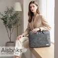 thumbnail image 6 of Aisboks PU Leather Laptop Bag 15.6''-16'',Premuim 180°Full Opening Laptop Case, Slim Laptop Sleeve with Luggage Strap&Accessory Pocket, Grey,Father's Gift, 6 of 7
