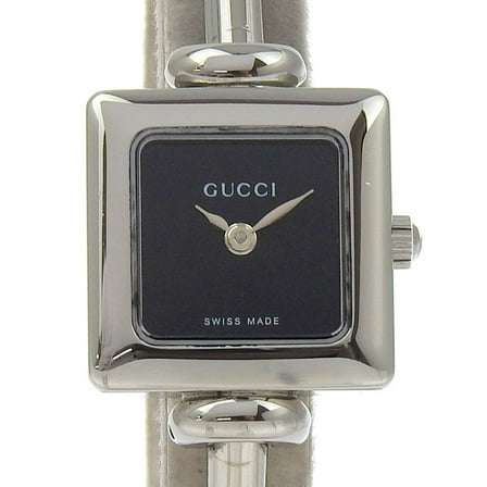 Pre-Owned Gucci Bangle Watch 1900L Stainless Steel Quartz Analog Display Black Dial... (Good)
