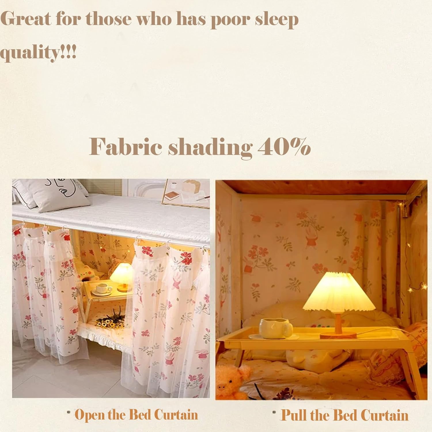 CAILDANL 2 Panels,Bottom Bunk Bed Curtains Cloth Breathable Bed Canopy Students Curtain Shading Nets for Single Bed