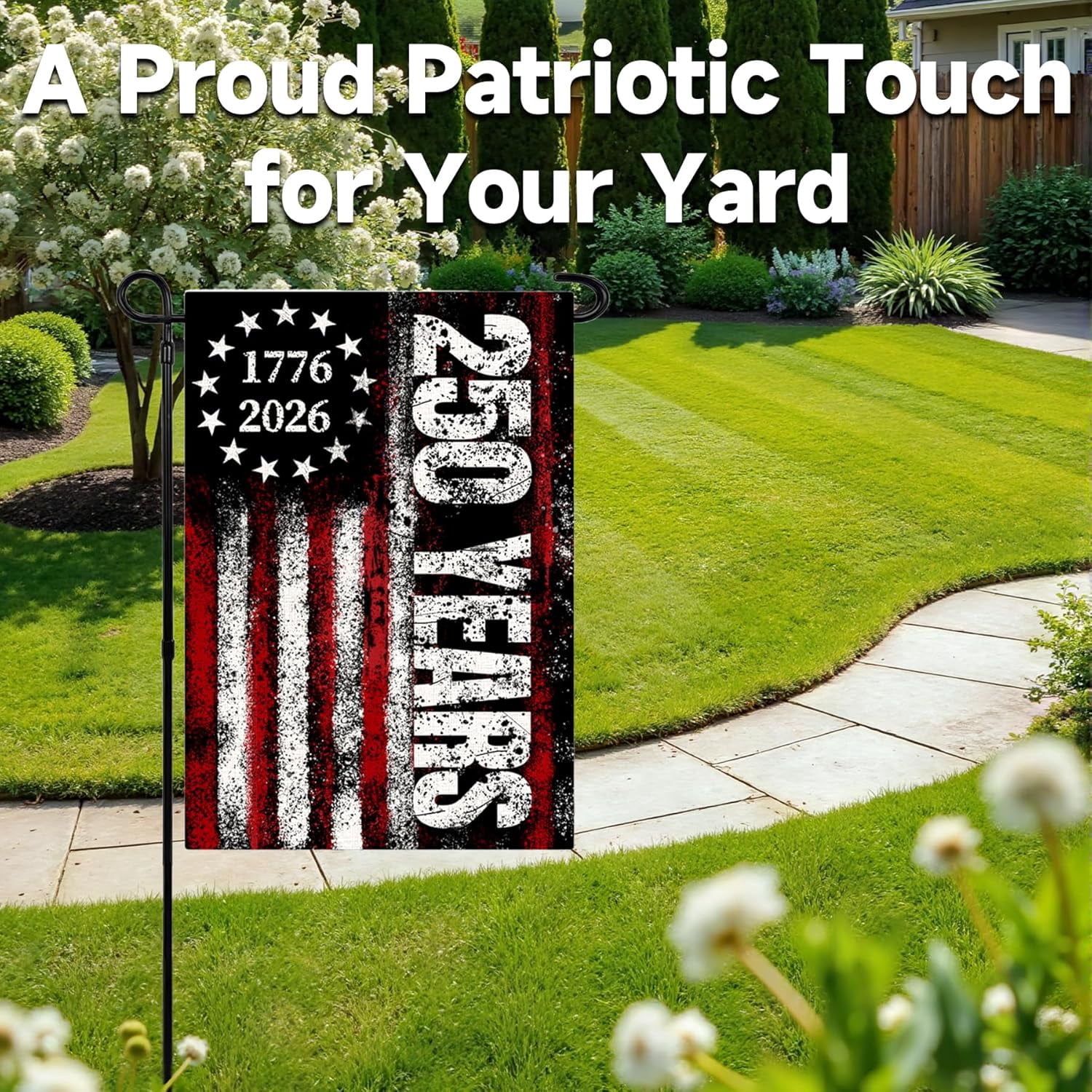 America 250 Years Garden Flag, 250th Anniversary USA Patriotic Double-Sided Banner, Double-Sided Burlap, 1776-2026 Semiquincentennial Commemorative, Suitable for Outdoor Lawn Decor