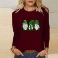 thumbnail image 2 of FAIWAD Hauts de la Saint-Patrick pour Femmes à Manches Longues, Col Rond, Imprimés, Décontractés, Tuniques Grande Taille, 2 of 4