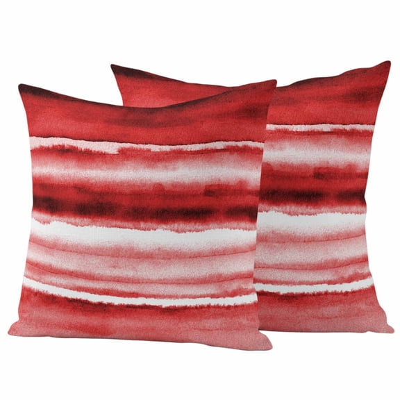 Outdoor Waterproof Pillow Covers Watercolor Red Gradient Stripe Decorative Throw Pillow Protectors,Pillowcase Cushion Cases for Patio Sofa Garden Couch,16x16in,Pack of 2