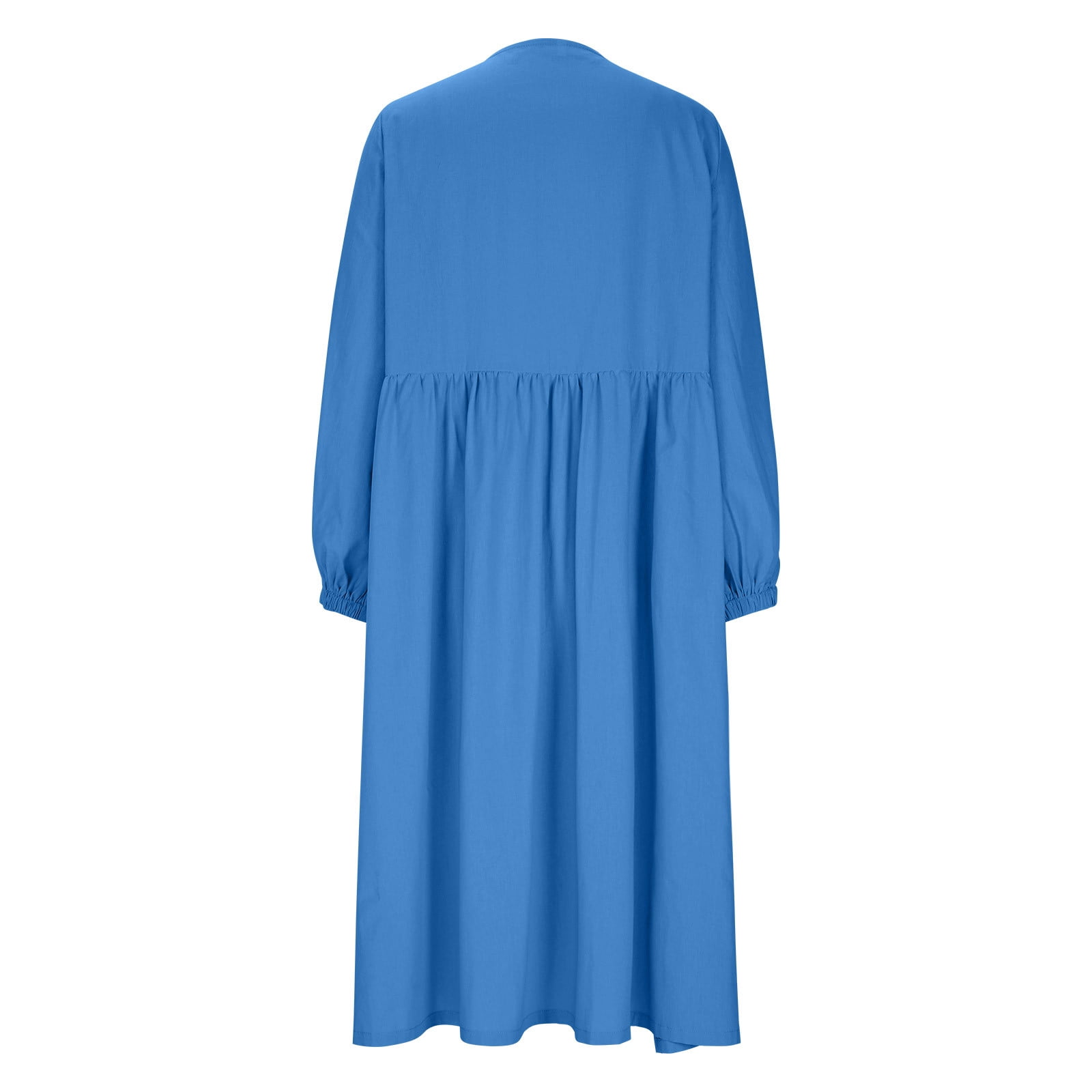 Sentmoon Womens Linen Dress 2026 Comfy Solid Color V Neck Womens Dresses Summer Stretchy Regular Fit Beach Supplies for Daily and Commute Blue M
