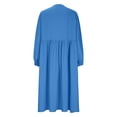 thumbnail image 6 of Htigea Women's Long Sleeve Dress Cotton Linen Warp V-Neck Midi Dresses with Pockets Casual Beach Vacation Smock Dress Blue L, 6 of 9