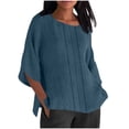 thumbnail image 2 of Gamivast Linen Womens Linen Shirts Loose Fit 3/4 Sleeve Tops Boat Neck Boho Tops Solid Casual Tops Summer Beach Vacation Wear Comfy Outfits, 2 of 7