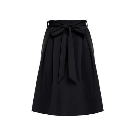 Ladies Fashion A-line Skirt - Women Fashion Casual Slim A-Line Bowknot Pleated Skirt HFON