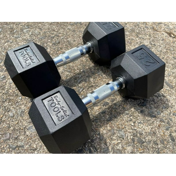 New Pair of 25lb Rubber Hex Dumbbells by Body Solid - Walmart.com