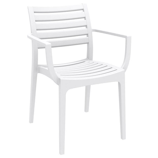 Compamia Artemis Chaise d'Extérieur en Résine pour Salle à Manger de Patio avec Accoudoirs, Blanche