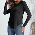 thumbnail image 4 of Diufon Womens Fall Tunics Cotton Solid Color Pullover Tops Round Neck Long Sleeve Tops, 4 of 7