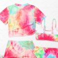 thumbnail image 4 of GYRATEDREAM Girls Swimsuits 4 Piece Tankini Bathing Suit Set Kids Cute Tie-dye Bikini Swimwear with Cover Ups Beach Skirt for 8-14Y, 4 of 8