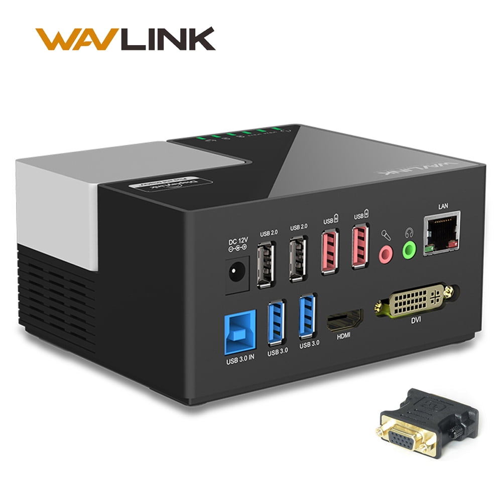 Wavlink Aluminum USB 3.0 Universal Laptop Docking Station Dual Monitor Display HDMI & DVI/VGA Audio Chromebooks Gigabit Ethernet 6 USB 3.0 Ports for Windows 