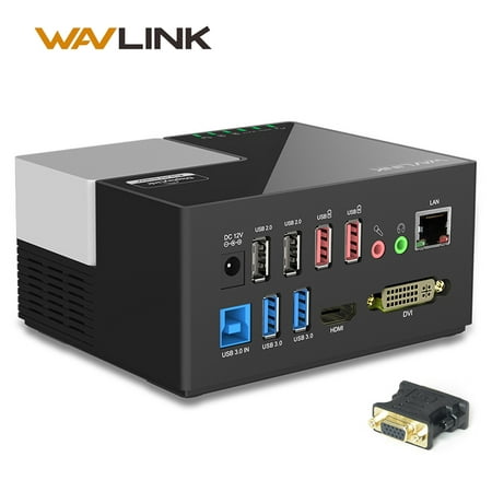 Wavlink USB 3.0 Universal Laptop Docking Station for Windows (Dual Video HDMI & DVI / VGA, Gigabit Ethernet, Audio, 4 USB Ports, 2 USB Charging Ports)