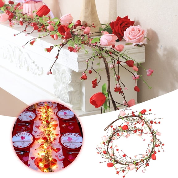 1Pieces Valentine Wreath Set 5.25ft Large Front Door Decor For Couples DIY Memorial Sentimental Display Romantic Gift For Him Her Seasonal Decorations