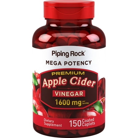 Apple Cider Vinegar Pills | 1600mg | 150 Caplets | Gluten Free Supplement for Men and Women | by Piping Rock