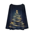 thumbnail image 3 of WTOBBY Women's Christmas Holiday Print Knit Sweater Top, Long Sleeve Round Neck Casual Pullover, Festive Seasonal Tops for Fall and Winter Outfits and Holiday Parties,Black L, 3 of 4