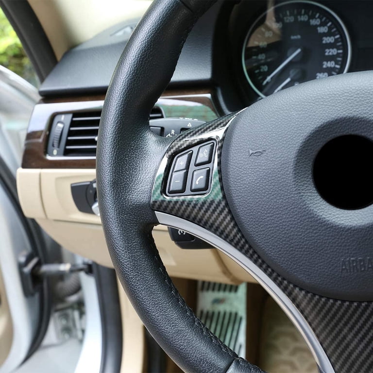 Carbon Fiber Style ABS Steering Wheel Trim For BMW E90 3 Series 2005-2012 - Decorative Frame Cover