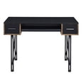 thumbnail image 2 of Rectangular black wood + metal desk | Used in office spaces, with a keyboard tray for easy keyboard access | Creates a clutter - free and productive work zone, 2 of 3