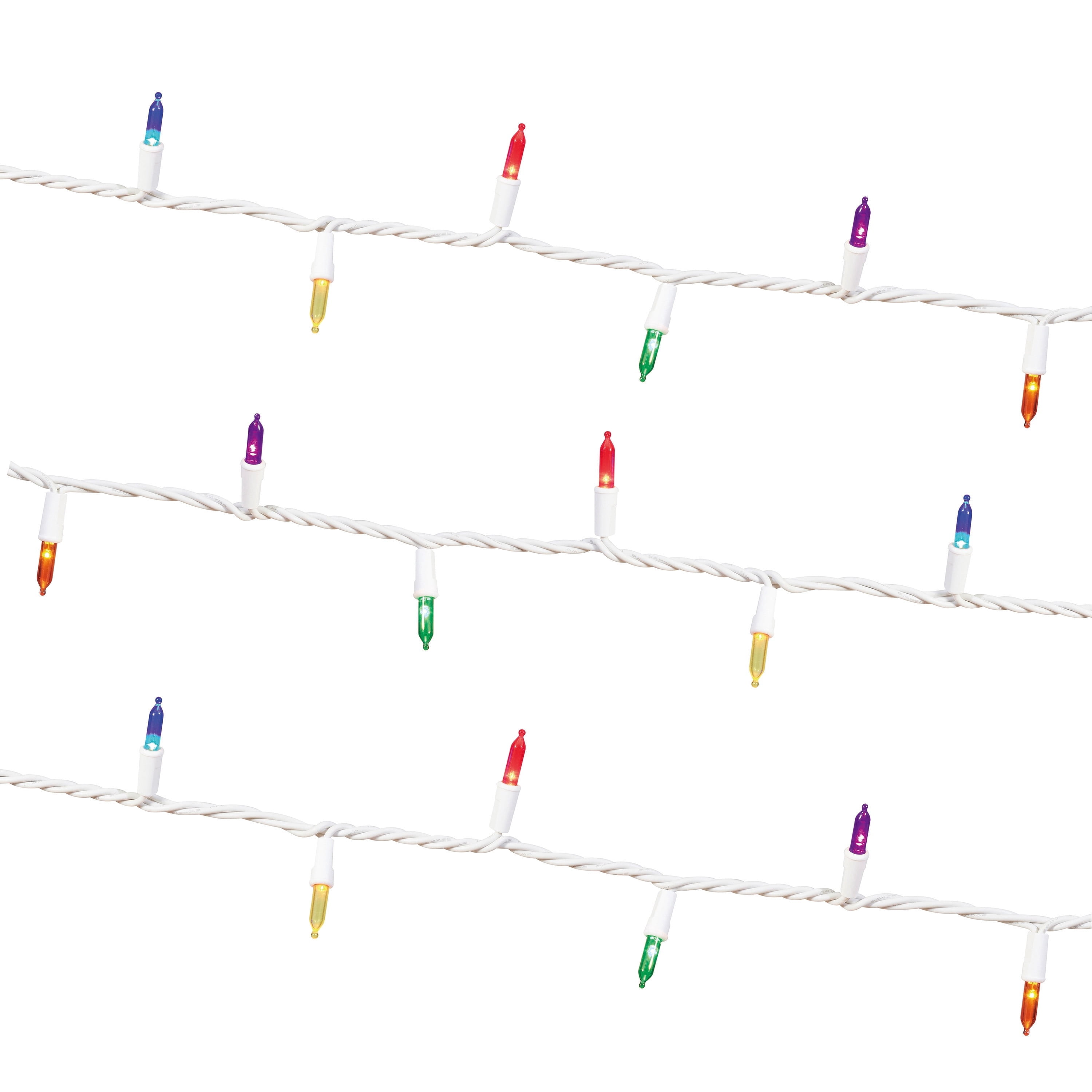 Indoor/Outdoor 50-Count LED Mini Christmas String Lights, Multicolor, White Wire, 9.5', by Holiday Time