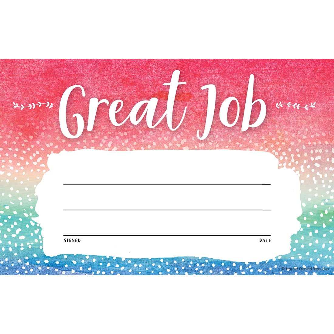 Watercolor Great Job Awards by Teacher Created Resources