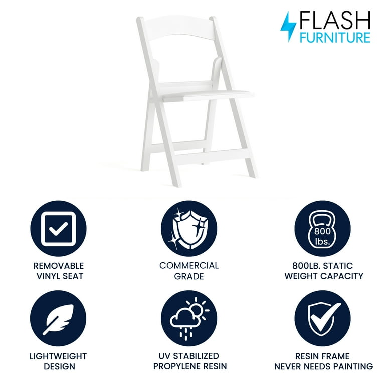 Flash Furniture Hercules Folding Chair - White Resin – 800LB