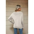 thumbnail image 6 of Women'S Casual Long Sleeve Sweaters Loose Knit Solid Pullover Sweater Jumper Tops Light Gray S, 6 of 7