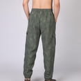 thumbnail image 5 of JUUYY Men's Multi-Pocket Cargo Pants Loose Fit Elastic Waist Drawstring Jogger Pants Outdoor Hiking Travel Casual Long Trousers Army Green XXXL, 5 of 9