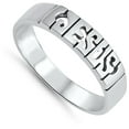 thumbnail image 4 of Jesus Script Oxidized Cutout Word Christian Ring Sterling Silver Band 925 Jewelry Female Male Size 9, 4 of 4