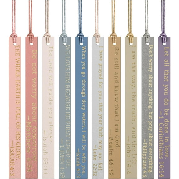 Lsupdaol 10 Pcs Christian Bookmarks for Women Leather Bookmarks Handmade Bible Christian Gifts for Women Book Lovers Readers Church Book Club(Pastel)