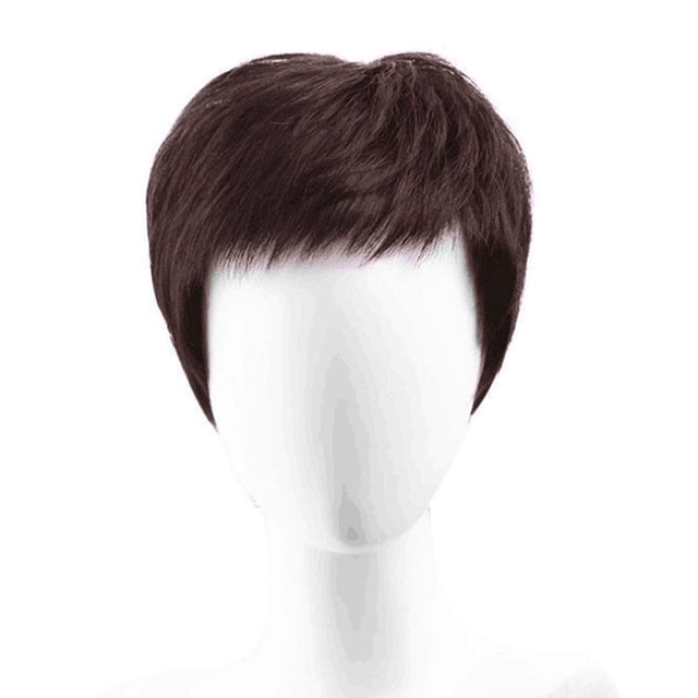 Lttoisl Perruque Courte pour Homme, Fibre Synthétique Respirante avec Base de Peau Fine Indétectable, Style Naturel Réaliste pour Jeunes et Personnes Âgées, Ajustement Confortable, Options Noir/brun