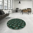 thumbnail image 4 of Ahgly Company Machine Washable Indoor Round Transitional Sea Green Area Rugs, 3' Round, 4 of 7