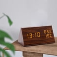 thumbnail image 3 of Digital Clock LED Wooden Alarm Clock Table Sound Control Electronic Clocks Desktop USB/AAA Powered  Home Table Decor, 3 of 5