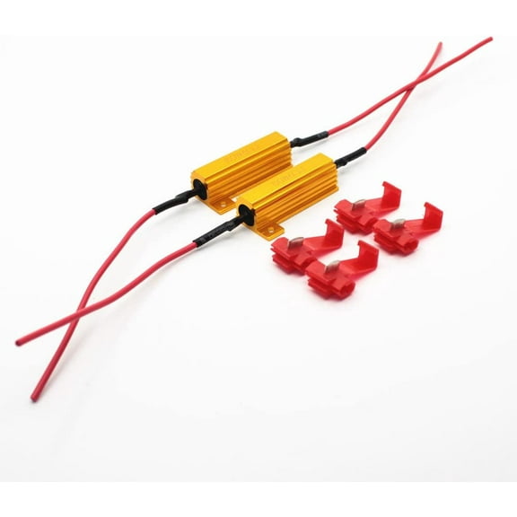 Alla Lighting 2pcs 50W 6ohm Load Resistors - Fix LED Turn Signal Bulb Fast Hyper Flash Blinking Error Code Malfunction