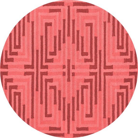 Ahgly Company Indoor Round Abstract Red Contemporary Area Rugs, 8' Round