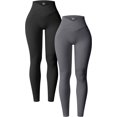 thumbnail image 1 of Women's 2 Piece Yoga Leggings Ribbed Seamless Workout High Waist Cross Over Athletic Exercise Leggings, 1 of 1