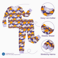 thumbnail image 3 of PatPat Halloween Pajamas Toddler Girls Boys Snug Fit Viscose from Bamboo Pumpkin Long Sleeve Top and Pants Sleepwear Sets, Purple, 6T, 3 of 13