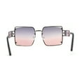 thumbnail image 4 of Off Set Rimless Retro Mobster Unique Side Lens Rectangle Sunglasses Silver Purple Pink, 4 of 4