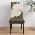thumbnail image 5 of Chair Covers for Dining Room Set of 6,Merry Christmas Words on Green Stretch Seat Protector Removable Washable Chairs Slipcovers for Kitchen Banquet Wedding Hotel,Pine Cone Berry, 5 of 6