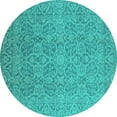 thumbnail image 1 of Ahgly Company Machine Washable Indoor Round Oriental Turquoise Blue Industrial Area Rugs, 7' Round, 1 of 4