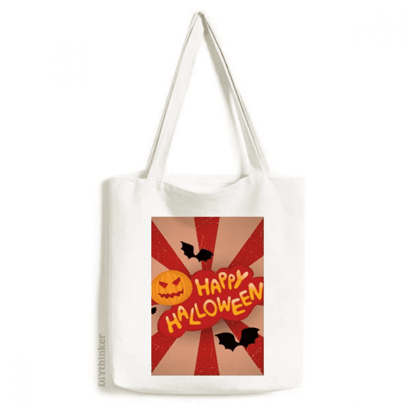 Cartoon Halloween Fonts Art Deco Fashion Tote Canvas Bag Shopping Satchel Casual Handbag