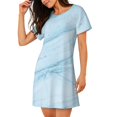 thumbnail image 2 of Goofa Blue Marble Print Women’s Cotton Nightdress – Short-Sleeved Sleep Dress, Casual Loose-Fit Lounge Wear, Comfortable and Stylish Sleepwear for Women, 2 of 6