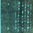 thumbnail image 1 of Ahgly Company Machine Washable Indoor Square Oriental Turquoise Blue Industrial Area Rugs, 3' Square, 1 of 4